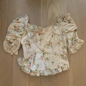 Brock Collection floral pink top (size 4).